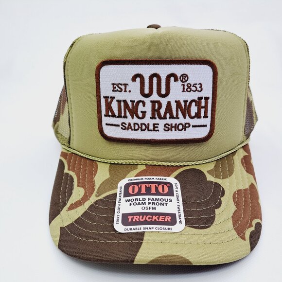 King Ranch Foam Trucker Mesh Snapback Hat Embroidered Patch Camouflage - Picture 1 of 4
